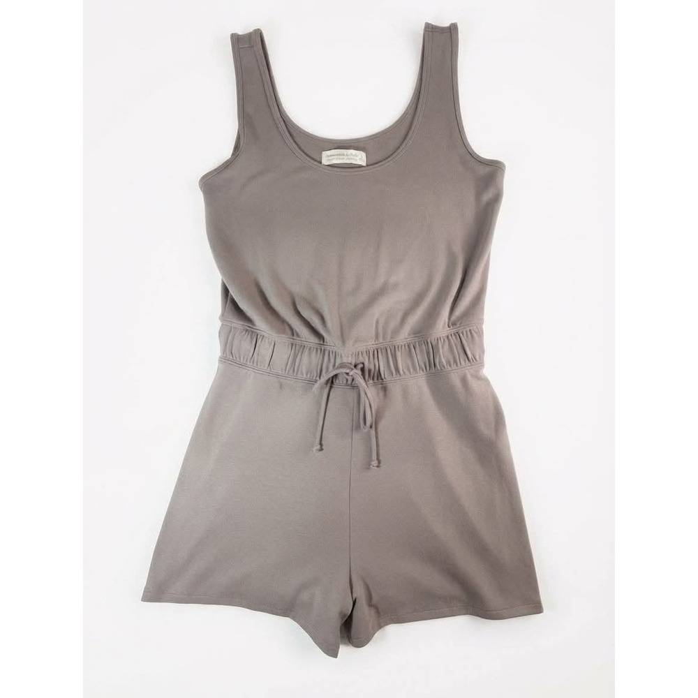 Abercrombie & Fitch Lounge Collection Tank Romper Taupe Gray Drawstring Size S